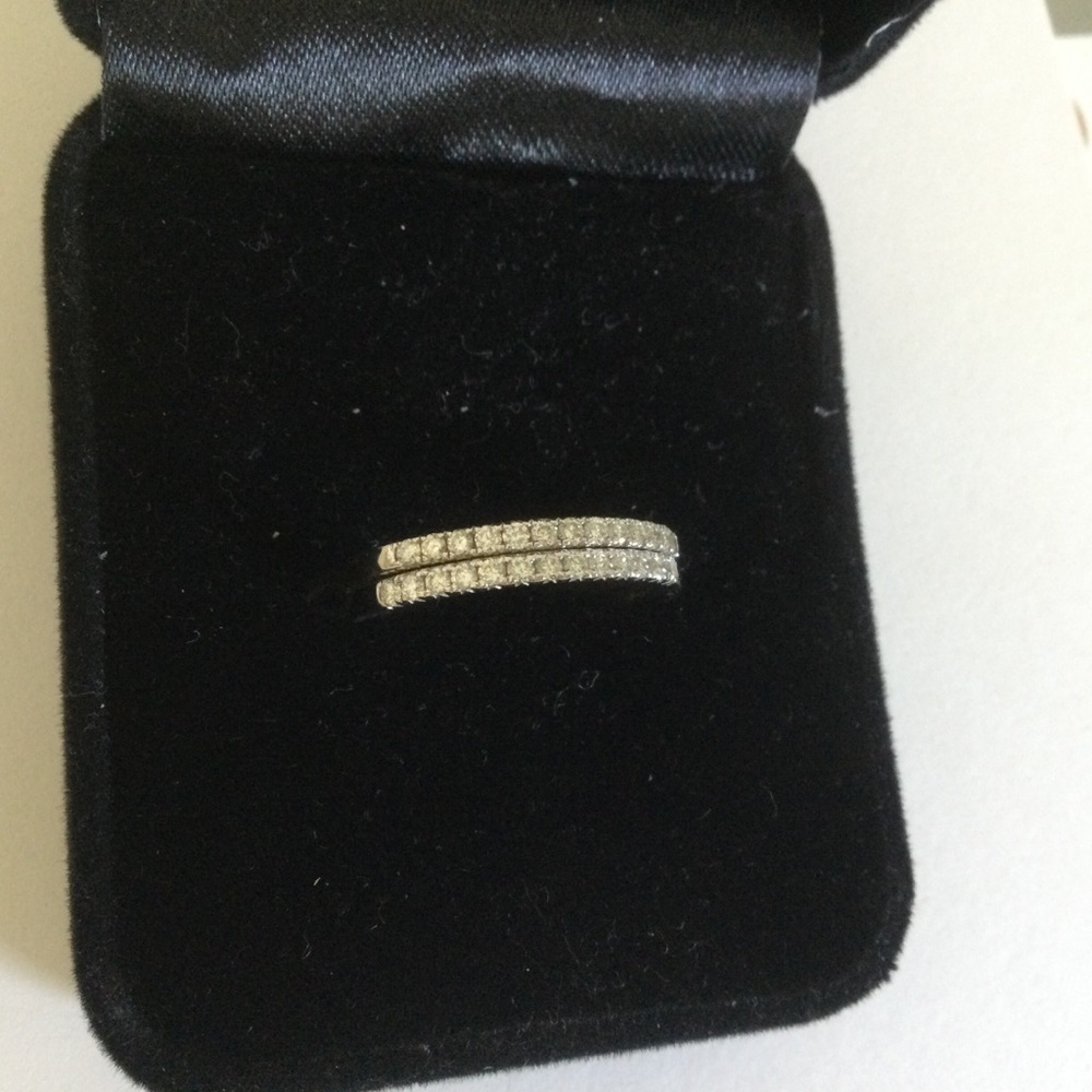 14k Solid White Gold Diamond Bands/Stack Rings -9